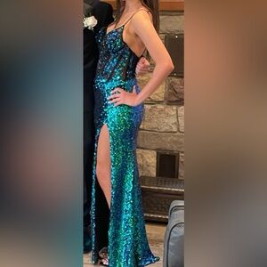 Jasz Black and Blue Sequin Dress size 2